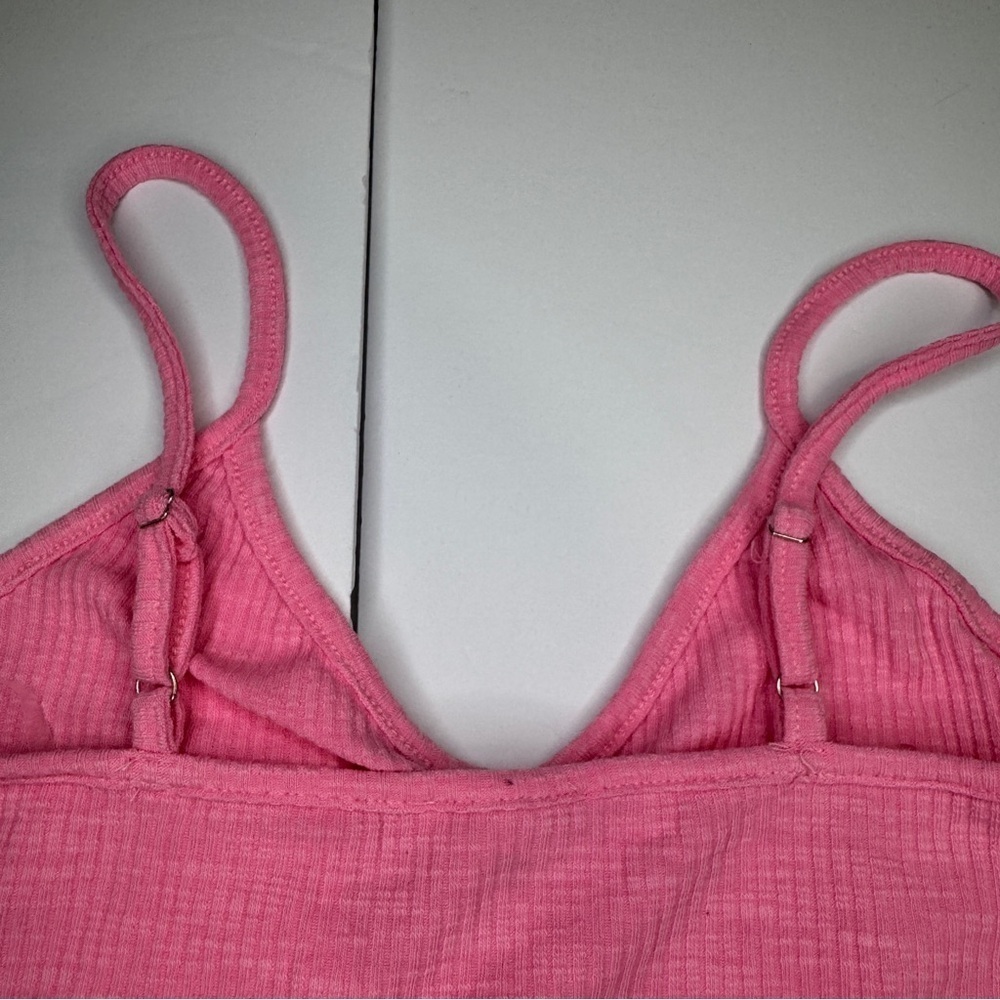 POL Pink Ribbed Tie Front Cropped Tank Top | Size M | NWOT - Picture 4 of 7